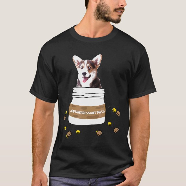 Antidepressiva Pillen Corgi T-Shirt (Vorderseite)