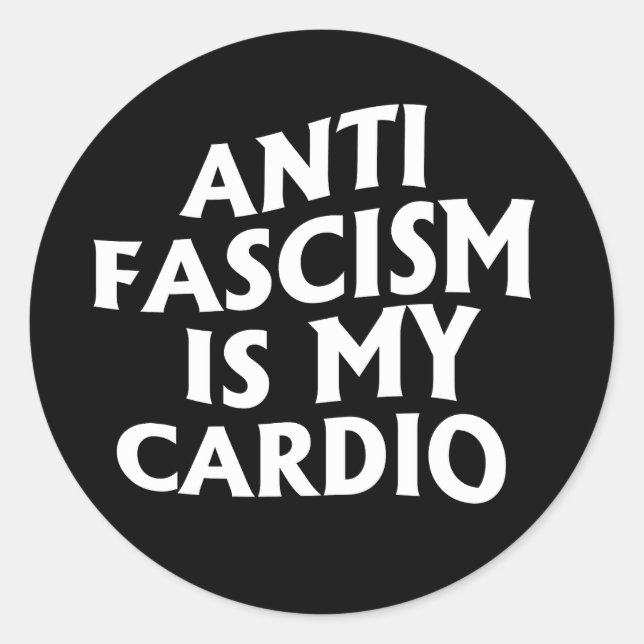 Antifaschismus ist mein Cardio Runder Aufkleber (Vorderseite)