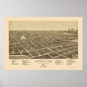 Antigo, WI Panorama Karte - 1886 Poster