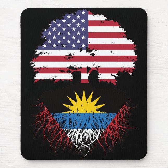 Antigua Antiguan American USA Tree Roots Flag Mousepad (Vorne)