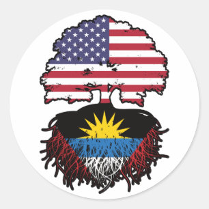 Antigua Antiguan American USA Tree Roots Flag Runder Aufkleber