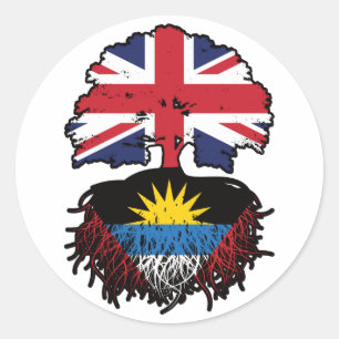 Antigua Antiguan Britische Tree Roots Flag Runder Aufkleber