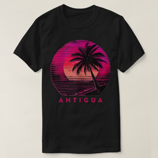 Antigua Barbuda Beach Palmen Sommer Sunset Vin T-Shirt (Design vorne)