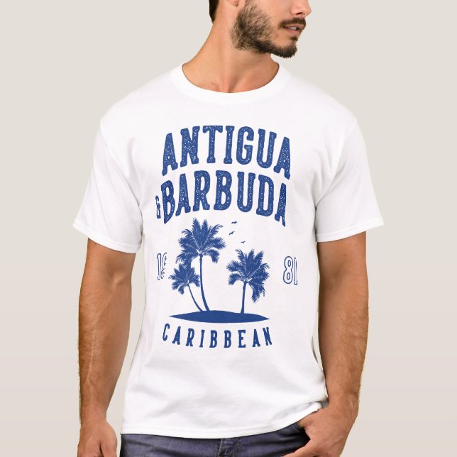 Antigua & Barbuda Caribbean Palm Tree T-Shirt (Vorderseite)