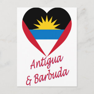 Antigua & Barbuda Flag Herz Postkarte