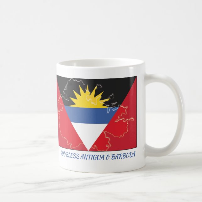 ANTIGUA BARBUDA FLAG-Schrift Maßgeschneidert White Kaffeetasse (Rechts)