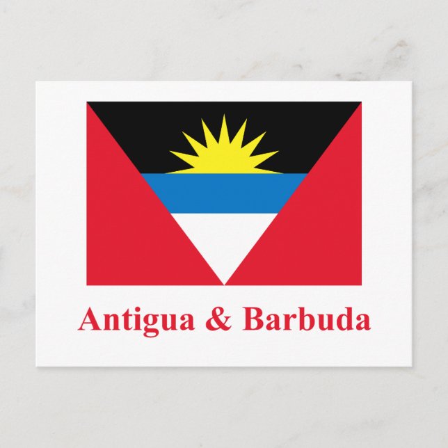 Antigua-Barbuda-Flagge mit Namen Postkarte (Vorderseite)