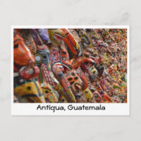 Antigua, Guatemala Maya Holzmasken Postkarte