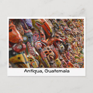 Antigua, Guatemala Maya Holzmasken Postkarte