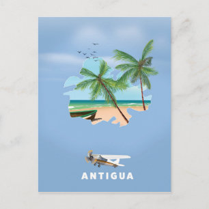 Antigua Illustriertes Reiseplakat Postkarte