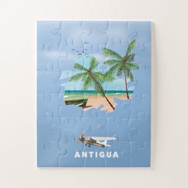 Antigua Illustriertes Reiseplakat Puzzle (Vertikal)