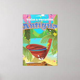 Antigua Insel Vintage Reise Poster Kunst. Leinwanddruck