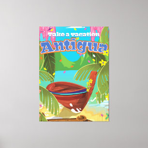 Antigua-Insel-Vintage-Reiseposter-Kunst. Leinwanddruck