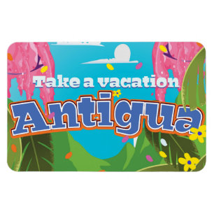 Antigua-Insel-Vintage-Reiseposter-Kunst. Magnet