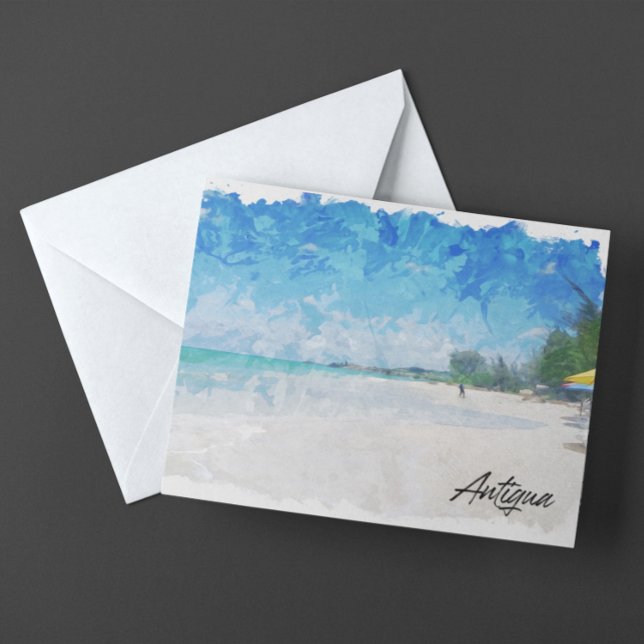 Antigua Karibik Insel tropische Panorama Aussicht Postkarte (beautiful antigua postcard)