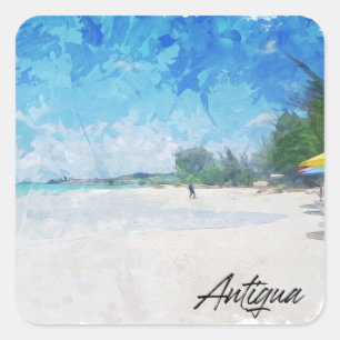 Antigua Karibik Insel tropische Panorama Aussicht Quadratischer Aufkleber
