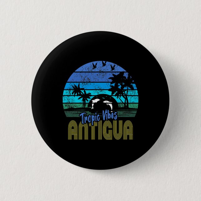 Antigua karibische Strandferien-Souvenir  Button (Vorderseite)