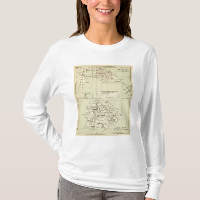 Antigua lithographierte Karte T-Shirt (Vorderseite)