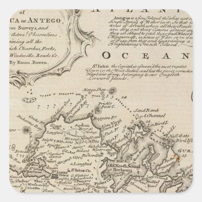 Antigua oder Antego Quadratischer Aufkleber (Vorderseite)