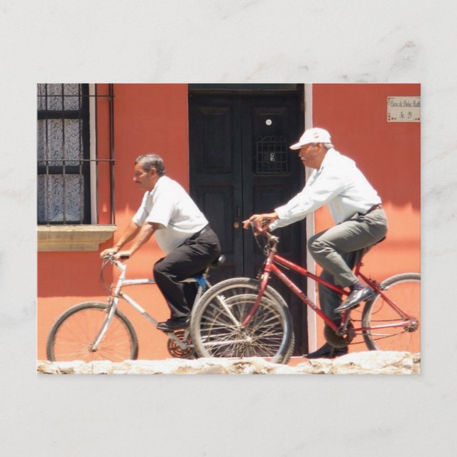 Antigua-Radfahrer Guatemala Postkarte (Vorderseite)