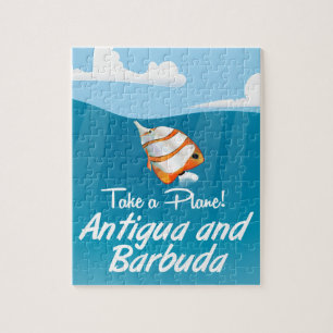 Antigua und Barbuda Ferien Poster Cartoon. Puzzle