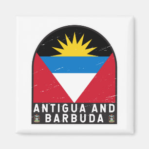 Antigua und Barbuda Flagge Emblem Abgenutzt Vintag Magnet