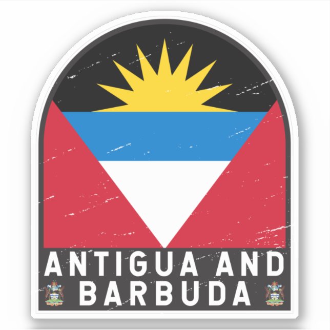 Antigua- und Barbuda-Flaggenemblem gestört Vintag Aufkleber (Vorderseite)
