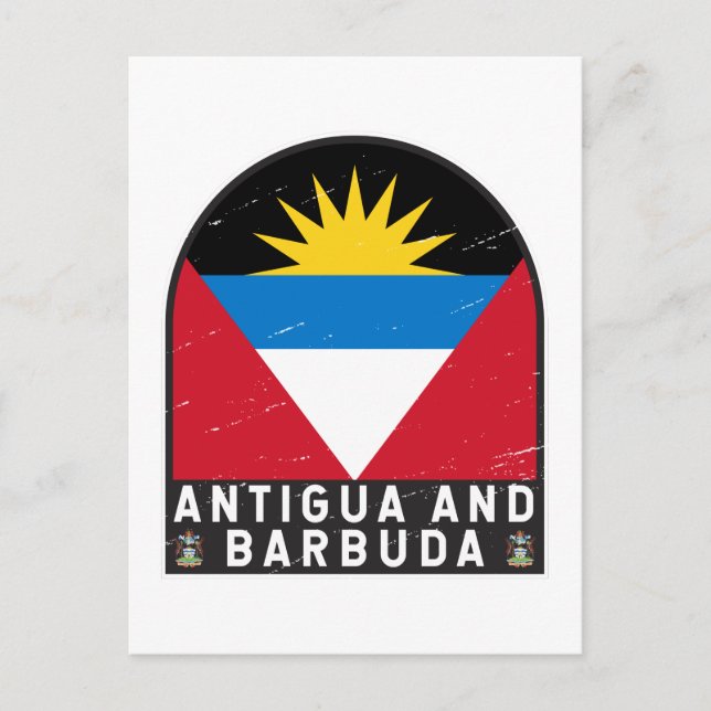 Antigua- und Barbuda-Flaggenemblem gestört Vintag Postkarte (Vorderseite)