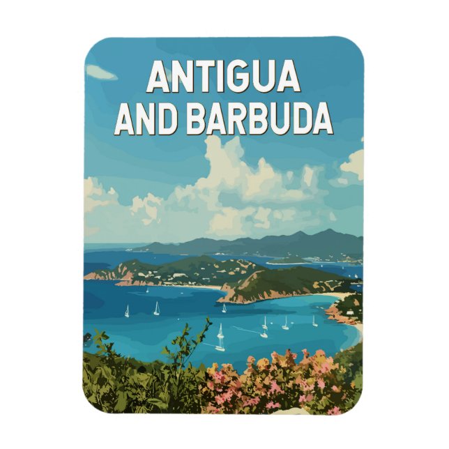 Antigua und Barbuda Illustration Art Retro Magnet (Vertikal)