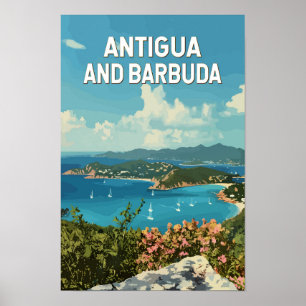 Antigua und Barbuda Illustration Reise Kunst Retro Poster