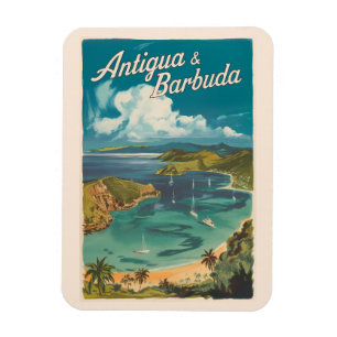Antigua und Barbuda Painterly Travel Art Vintag Magnet