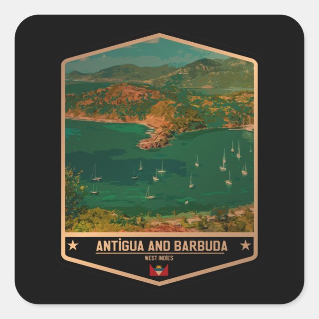 Antigua und Barbuda Quadratischer Aufkleber (Vorderseite)