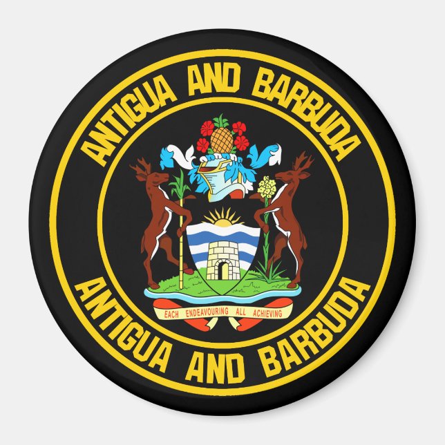 Antigua und Barbuda RundEmblem Magnet (Vorne)