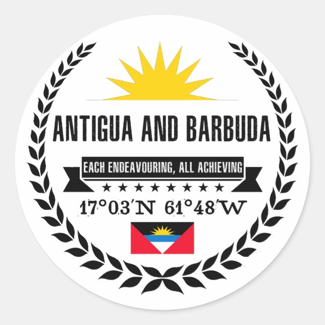 Antigua und Barbuda Runder Aufkleber (Vorderseite)