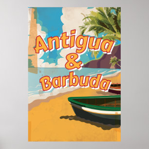 Antigua und Barbuda Vintage Ferien Poster