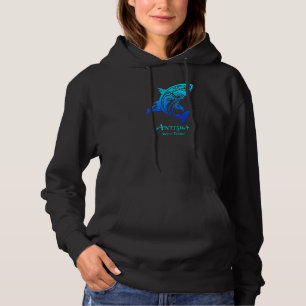 Antigua West Indies Vintag Retro Tribal Shark Vac Hoodie