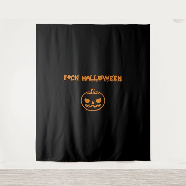 AntiHalloween-Kürbis-Jack-o'-Laterne Wandteppich (Vorderseite)