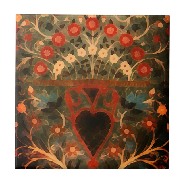 Antiindische Textilgestaltung Fliese (Vorderseite)