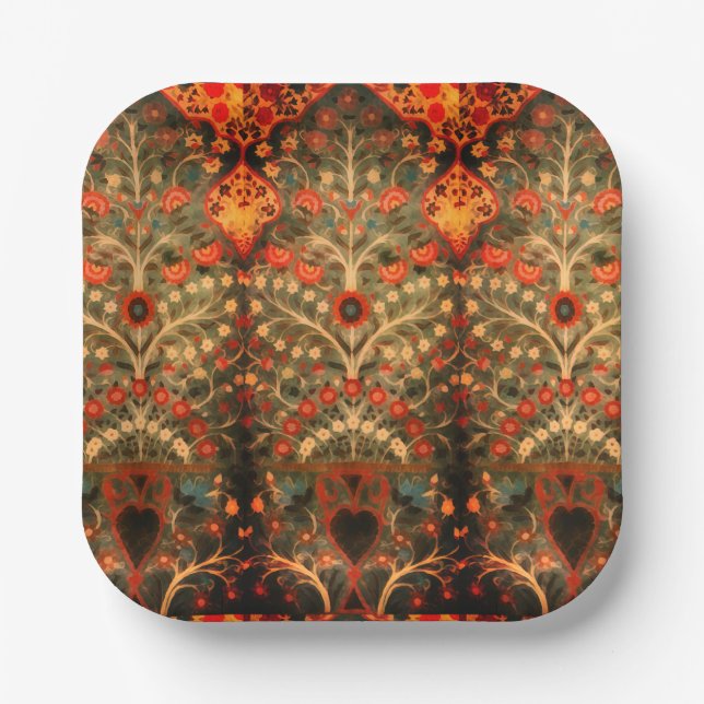 Antiindische Textilgestaltung Pappteller (Vorderseite)