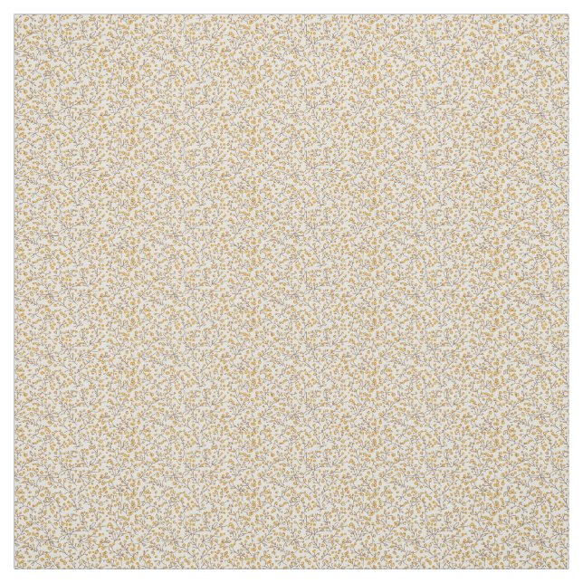Antik 1940er Jahre Mustard Berry & Leaf Stoff (Muster)