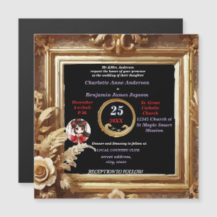 Antik 3D Golden Floral Botanischer Rahmen Magnetkarte