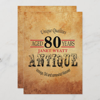 Antik 80. Geburtstag Einladung