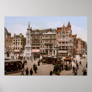 Antik Amsterdam Dam 1900, Holland Poster