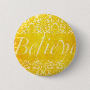 Antik Believe Gelber Damast Knopf Button