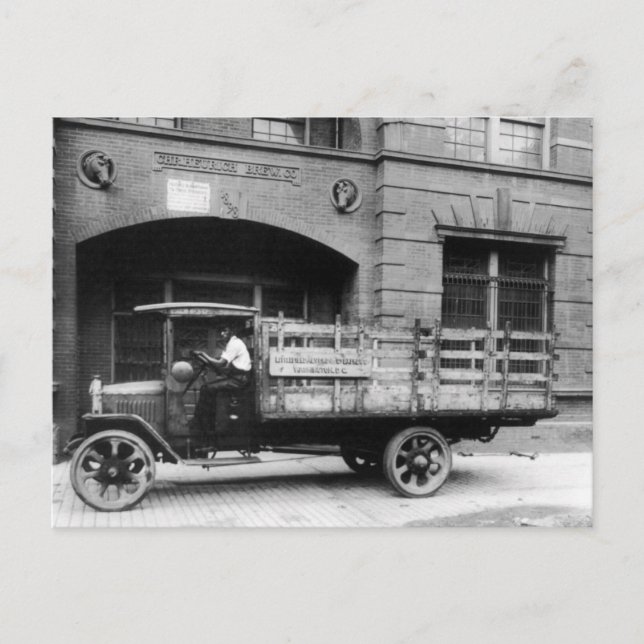 Antik-Bierwagen, 1920er Postkarte (Vorderseite)