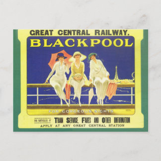 Antik, Blackpool, England, Eisenbahnplakat Postkarte