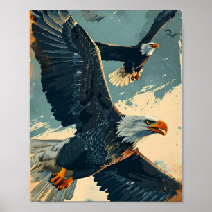 Antik fliegender Weißkopfseeadler Poster