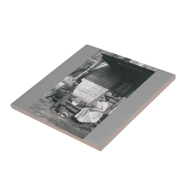antik-Foto-Untersetzer-Fliese Fliese (Seite)