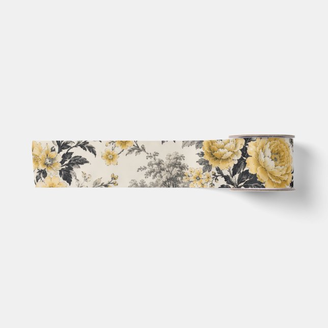 antik gelbe Blumen Schleife  Satinband (Vorderseite)