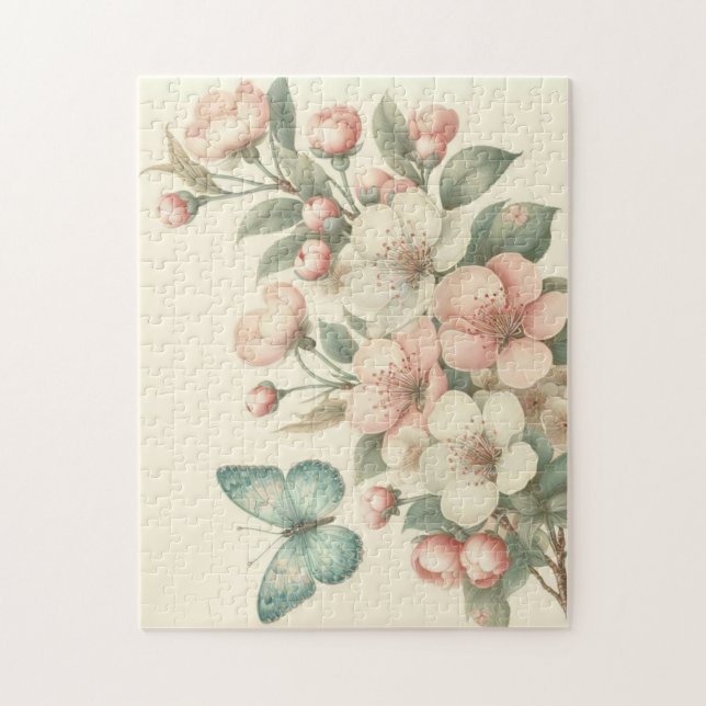 Antik gestalteter floraler/frühlingshafter Schmett Puzzle (Vertikal)